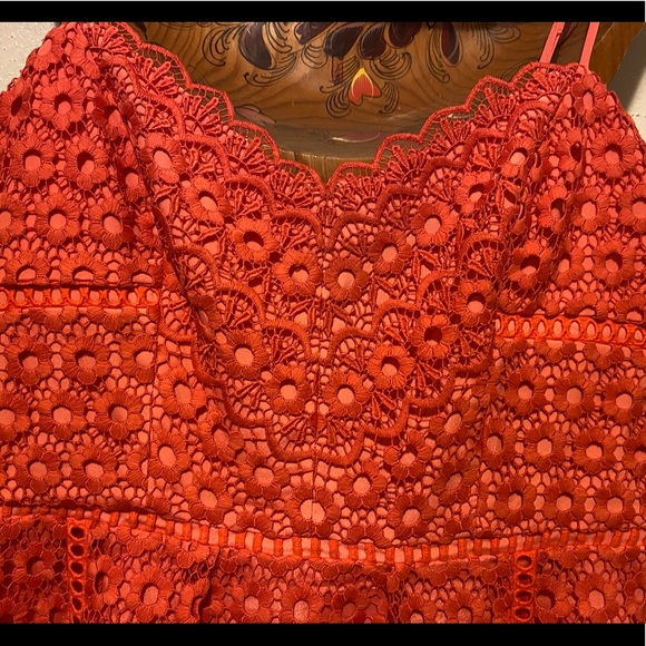 J. Crew Orange Daisy Lace Midi Dress Size 4 - Picture 6 of 9